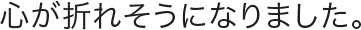 心が折れそうになりました。